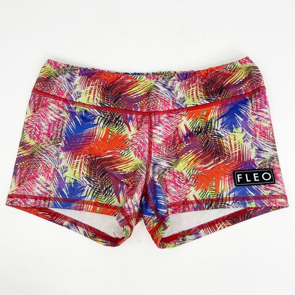 Fleo Red Palm Leaf Crossfit Shorts - Picture 1 of 4